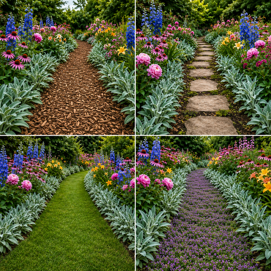 Give the flowers the real estate. But keep wide paths to enjoy them.
